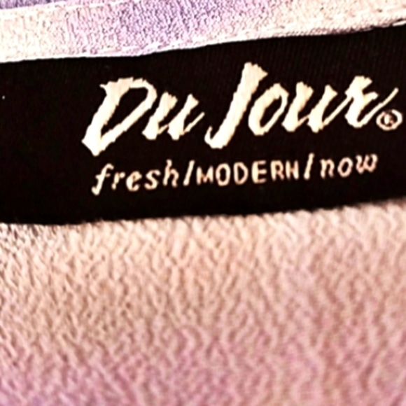 𝅺Du Jour Large Blue And White Tie Dye Ruffled Neckline Swing Hem Blouse NWOT - Picture 5 of 6